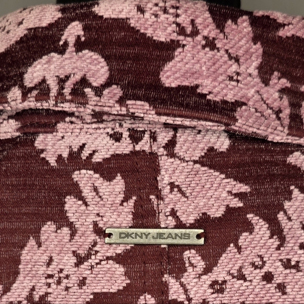 Vintage DKNY Jeans Pink Jacquard Floral Y2K Blazer Jacket - Picture 7 of 8